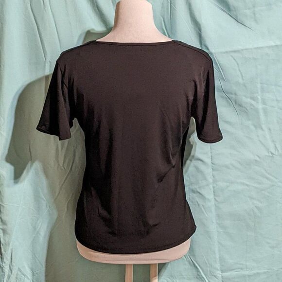 🆕NWT BLACK ANNE KLEIN SPORT SHORT SLEEVE TOP - SMALL - Picture 3 of 6